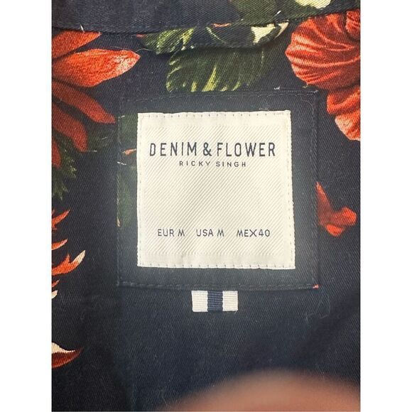 Denim & Flower Ricky Singer 100% Cotton Zip Front Jacket Floral Print Sz M Hawia - Picture 4 of 7